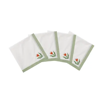 Madelen Möllard Tulip bomullsservett - Light green, 4-pack, 45x45 cm - Pick a Poppy