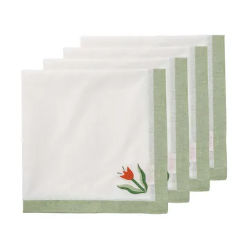 Madelen Möllard Tulip bomullsservett - Light green, 4-pack, 45x45 cm - Pick a Poppy
