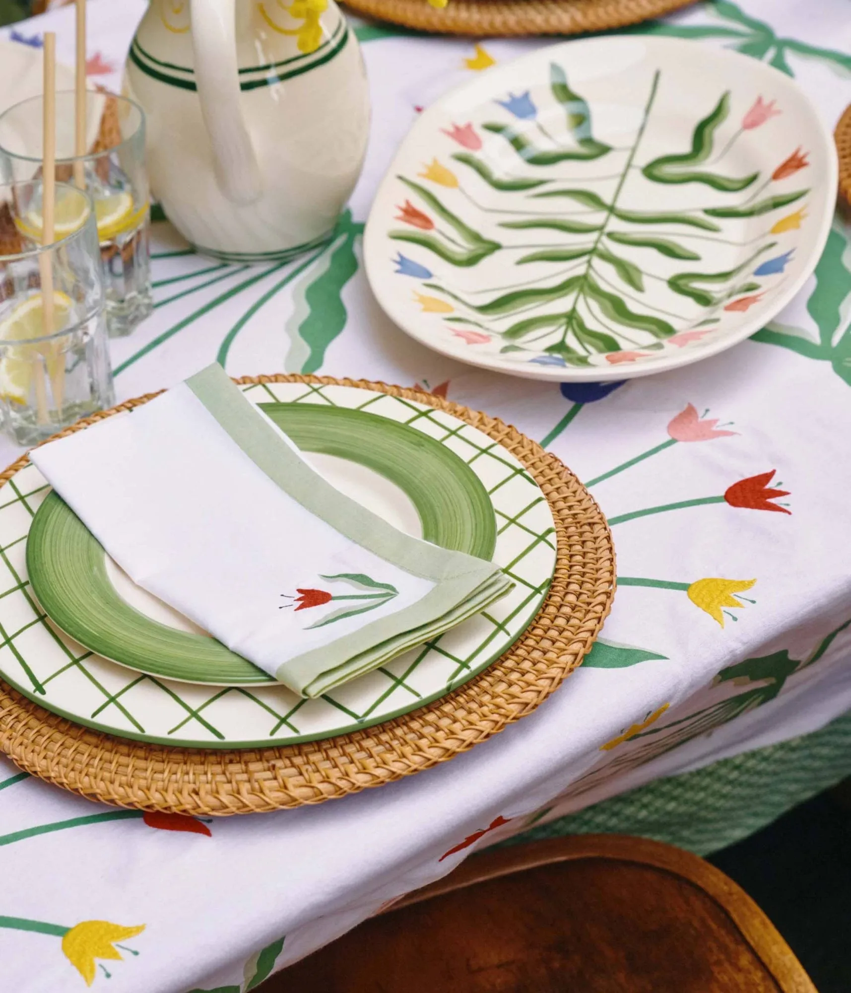 Madelen Möllard Tulip bomullsservett, Light green, 4-pack, 45x45 cm Pick a Poppy