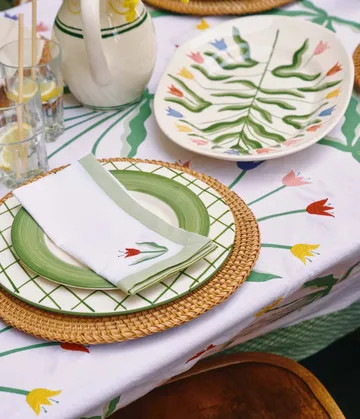 Madelen Möllard Tulip bomullsservett - Light green, 4-pack, 45x45 cm - Pick a Poppy