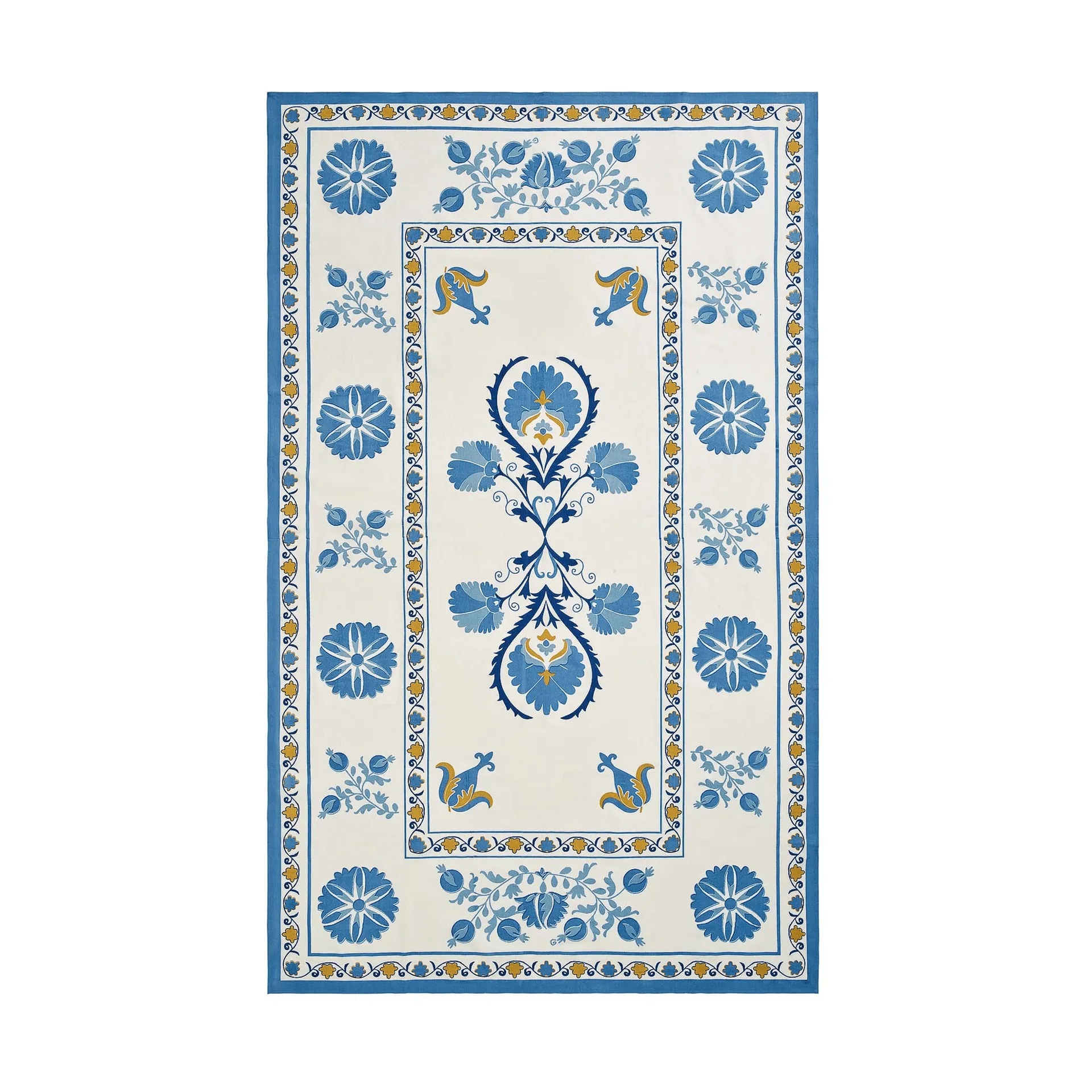 Suzani bordsduk, Blue, 350x150 cm Pick a Poppy
