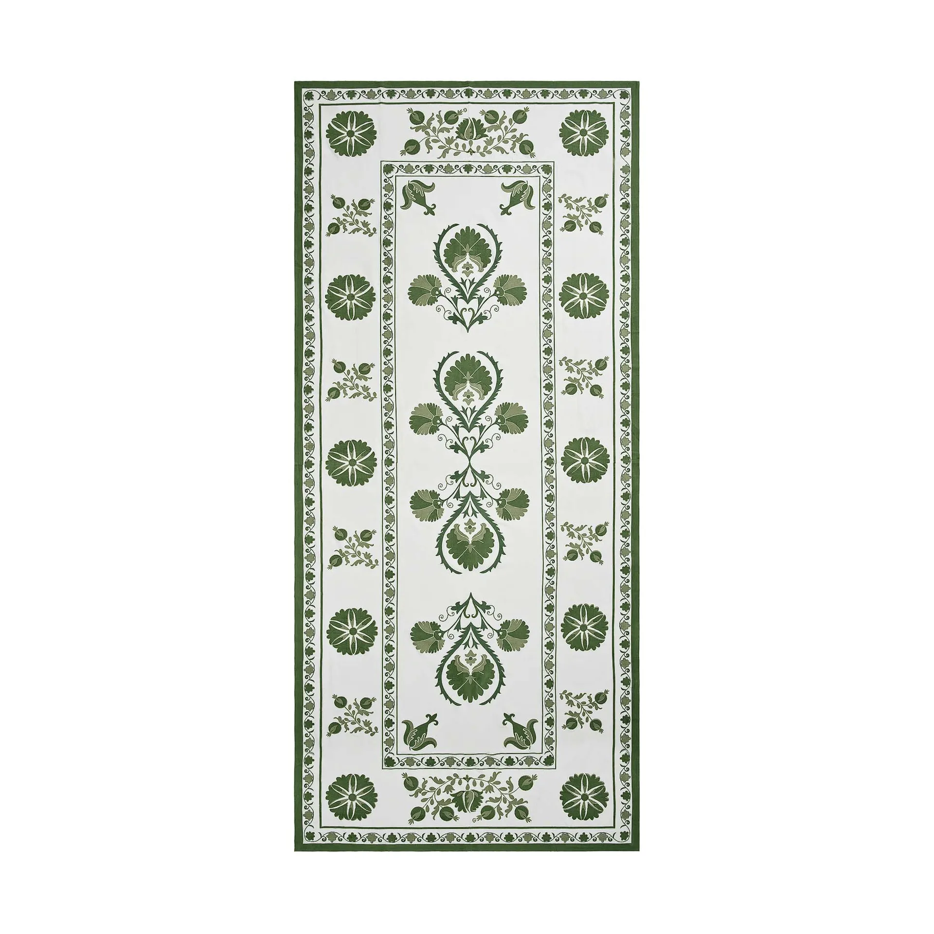 Suzani bordsduk, Green, 250x150 cm Pick a Poppy