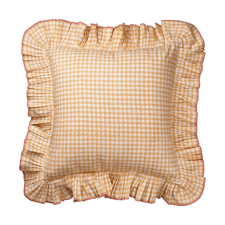 Vichy kudde - Light Yellow, 40x40 cm - Pick a Poppy