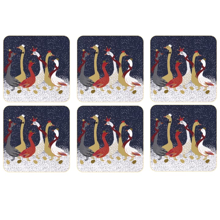 Christmas Geese glasunderlägg 6-pack - Blå - Pimpernel