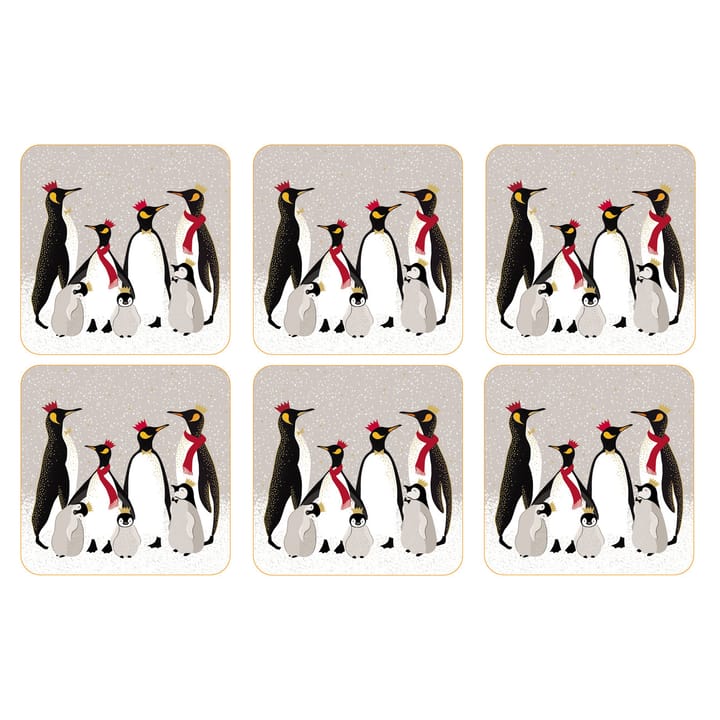 Christmas Penguin glasunderlägg 6-pack - Grå - Pimpernel