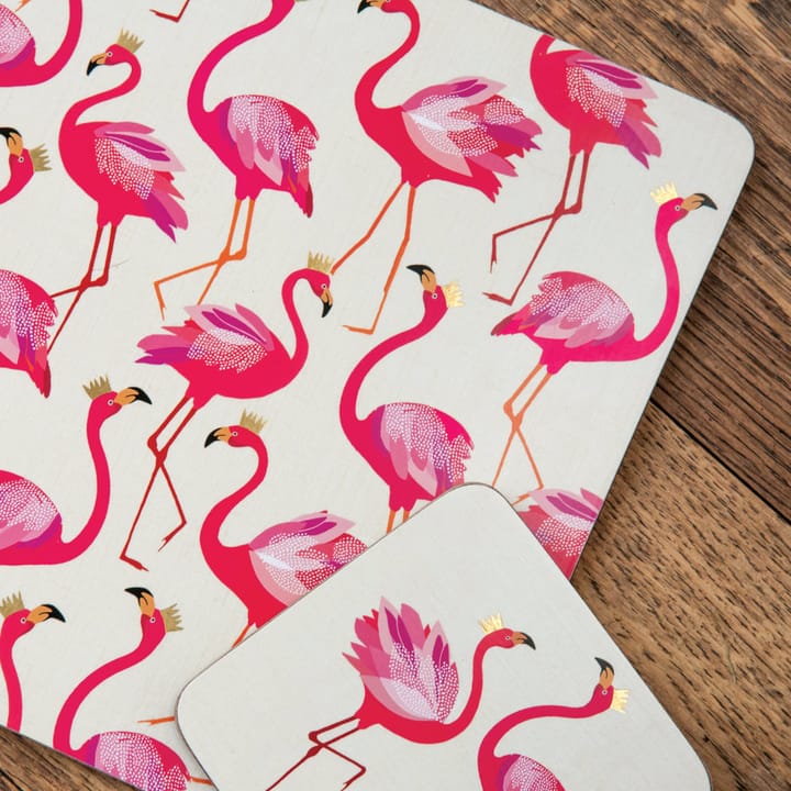 Flamingo glasunderlägg 6-pack - Rosa - Pimpernel