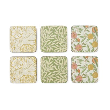 Morris & Co Simpley mixed glasunderlägg 6 delar - Fruit, Willow, Marigold - Pimpernel