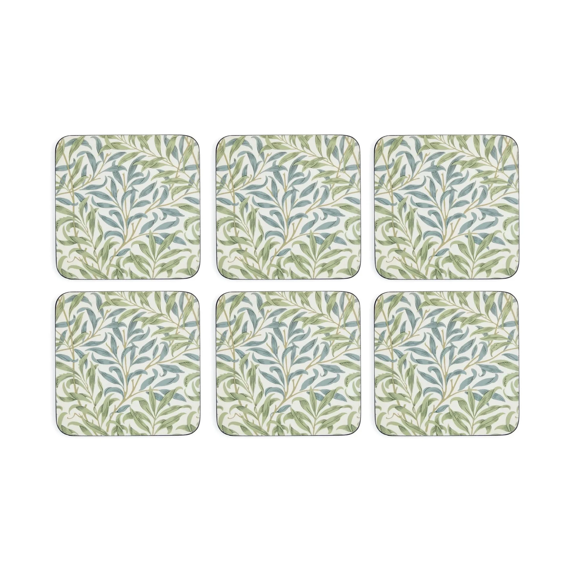 Morris & Co Willow Bough glasunderlägg 6-pack, Grön, blå Pimpernel