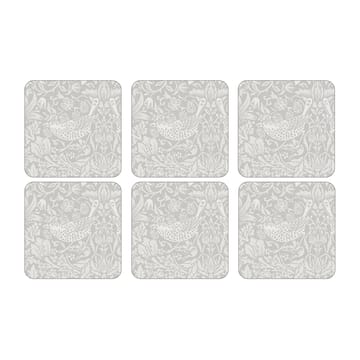 Strawberry Thief glasunderlägg 6-pack - Grey - Pimpernel
