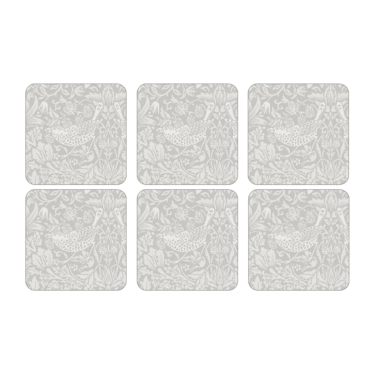 Pimpernel Strawberry Thief glasunderlägg 6-pack Grey