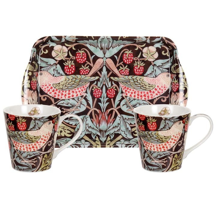 Strawberry Thief mugg och brickset, Brun Pimpernel