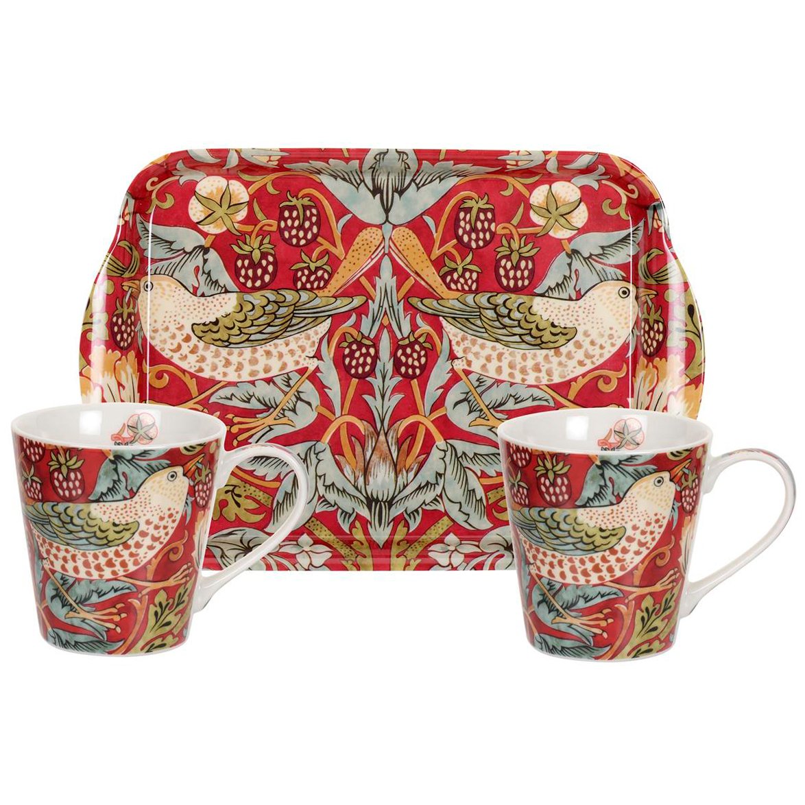 Pimpernel Strawberry Thief mugg och brickset Röd | Skandinavisk Design | Kaffekoppar | Röd
