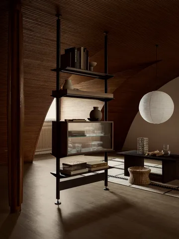 Pira vitrinskåp - Valnöt-räfflat glas, 70x31 cm, glasrygg - Pira