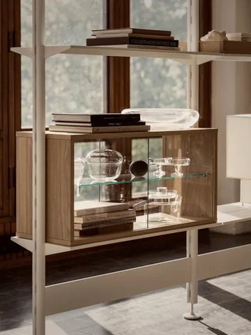 Pira vitrinskåp - Vitad ek-klarglas, 90x31 cm, 4 dörrar - Pira