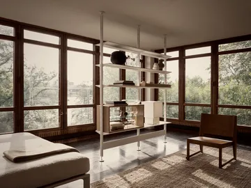 Pira vitrinskåp - Vitad ek-klarglas, 90x31 cm, glasrygg - Pira