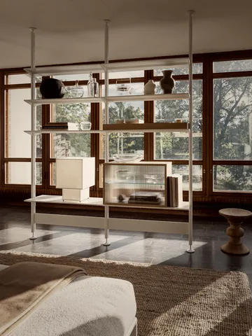 Pira vitrinskåp - Vitad ek-räfflat glas, 70x31 cm, glasrygg - Pira