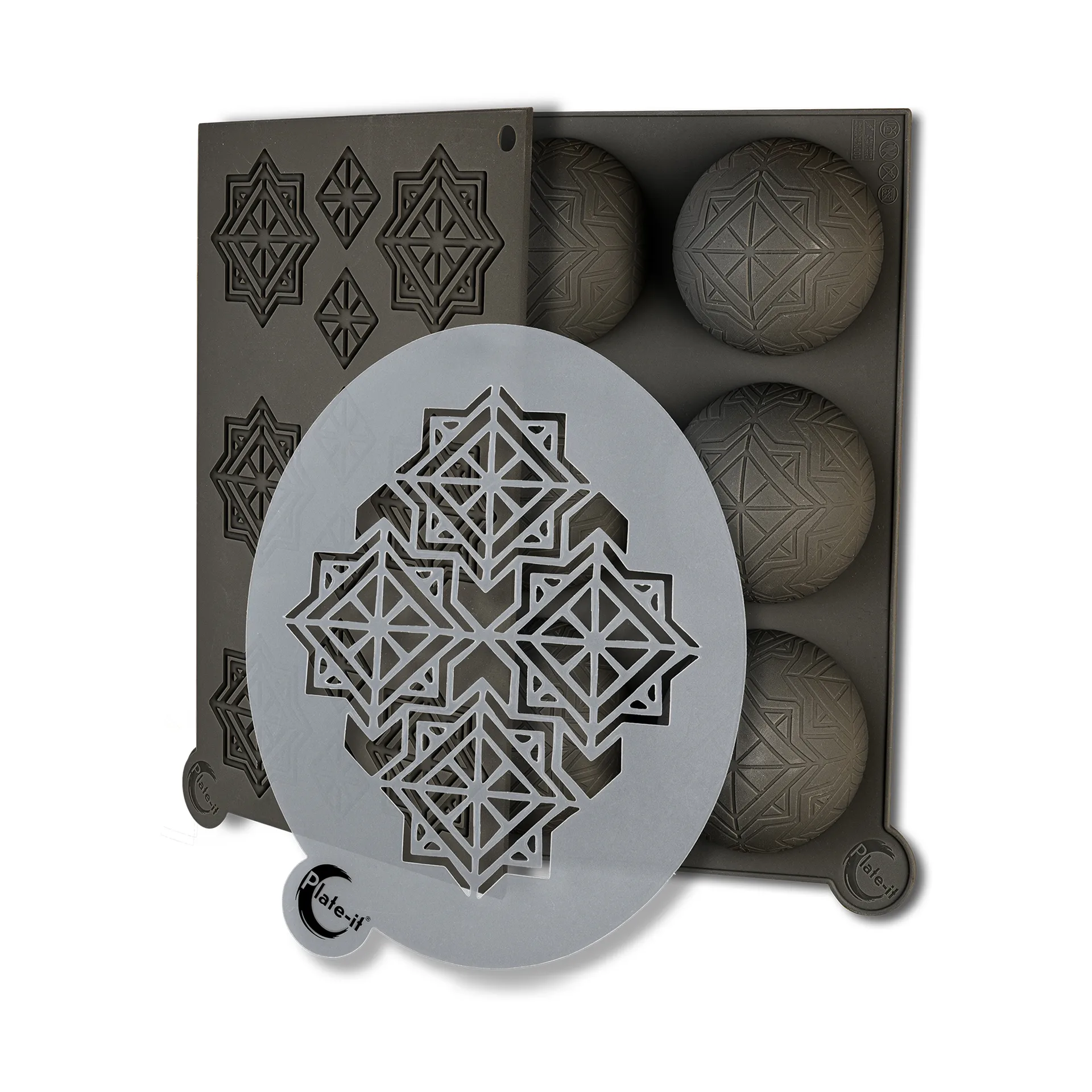 Plate-it infinity silikonform 3 delar, Grå Plate It