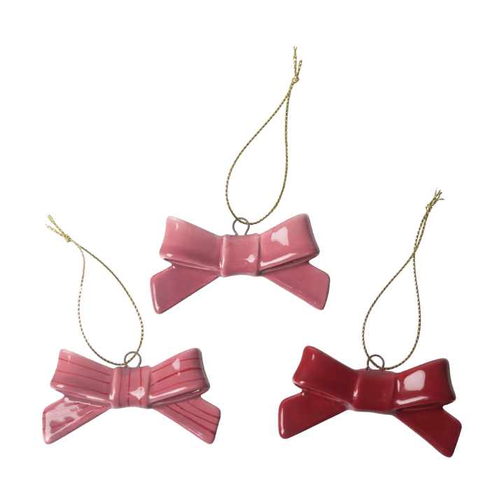 Bow dekorationshängen 3 delar - Röd-rosa - Pluto Design