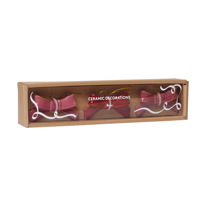 Bow dekorationshängen 3 delar, Röd-rosa Pluto Design