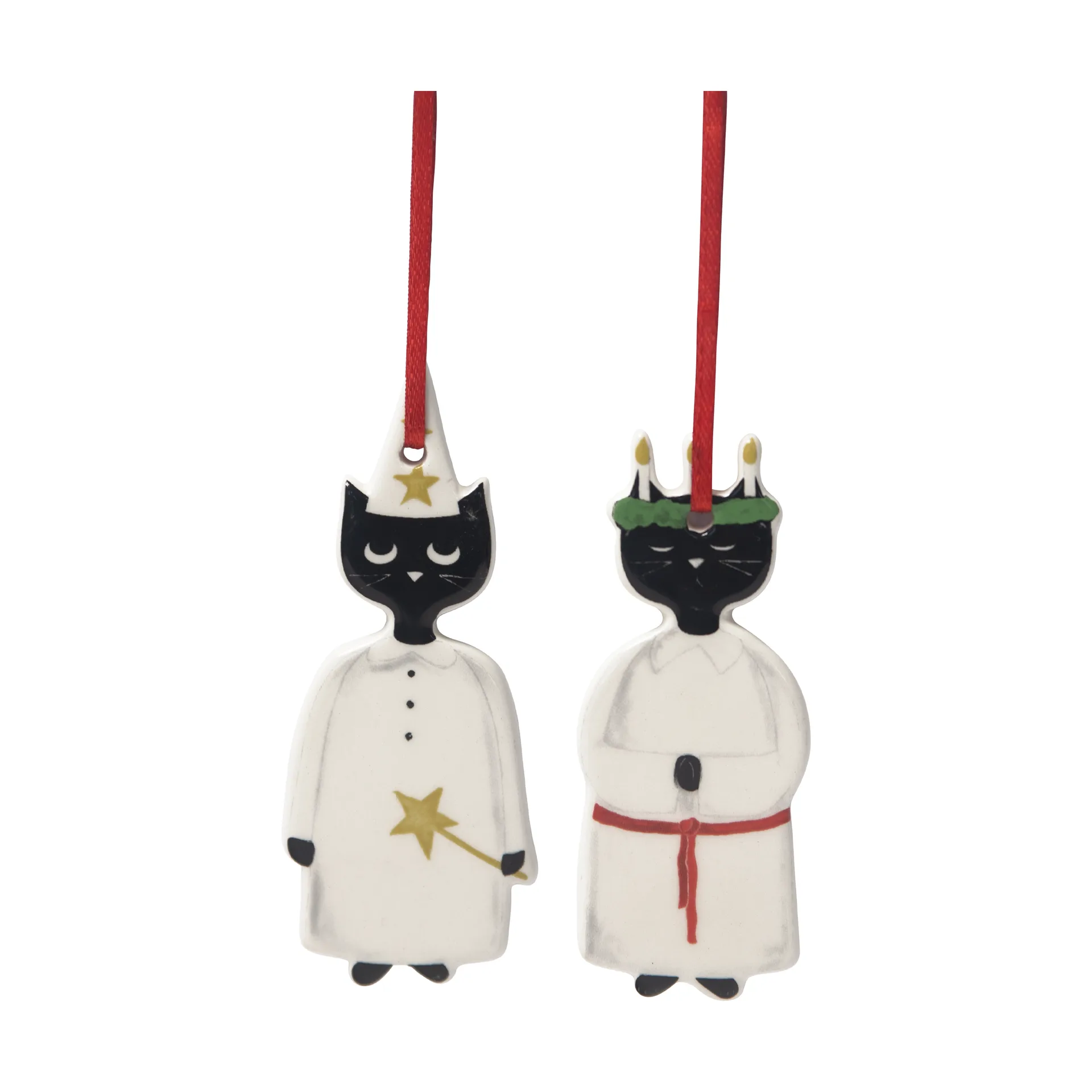 Christmas cats julhänge 2 delar, Svart-vit Pluto Design
