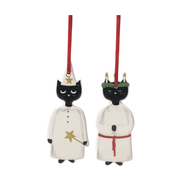 Christmas cats julhänge 2 delar - Svart-vit - Pluto Design