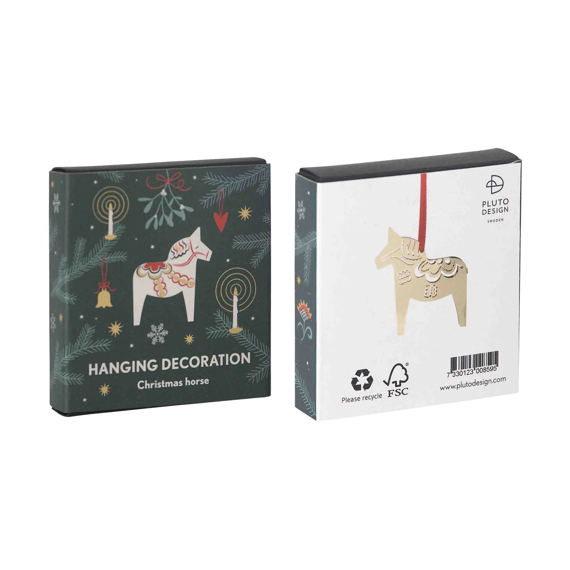 Christmas horse 3D julhänge, Guld Pluto Design