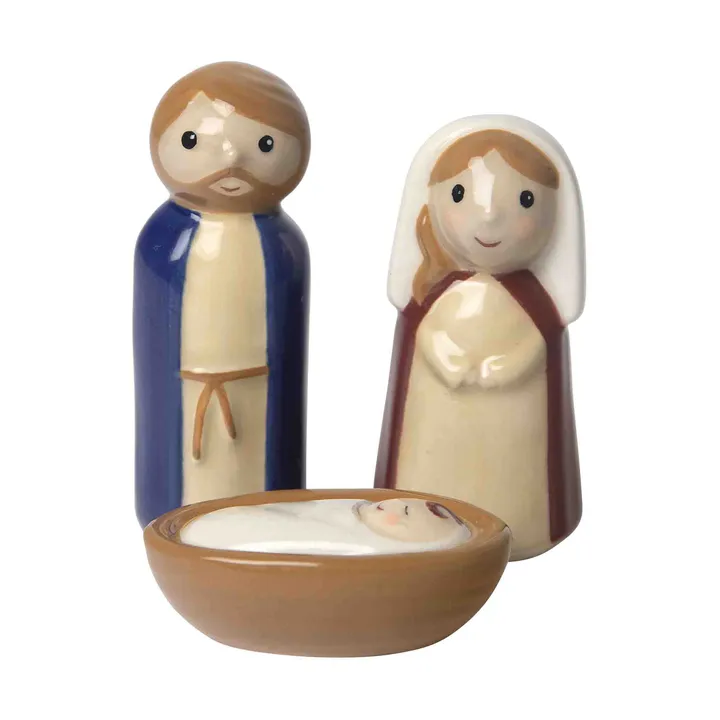 Crib family keramikkrubba 3 delar - Jesus, Josef och Maria - Pluto Design