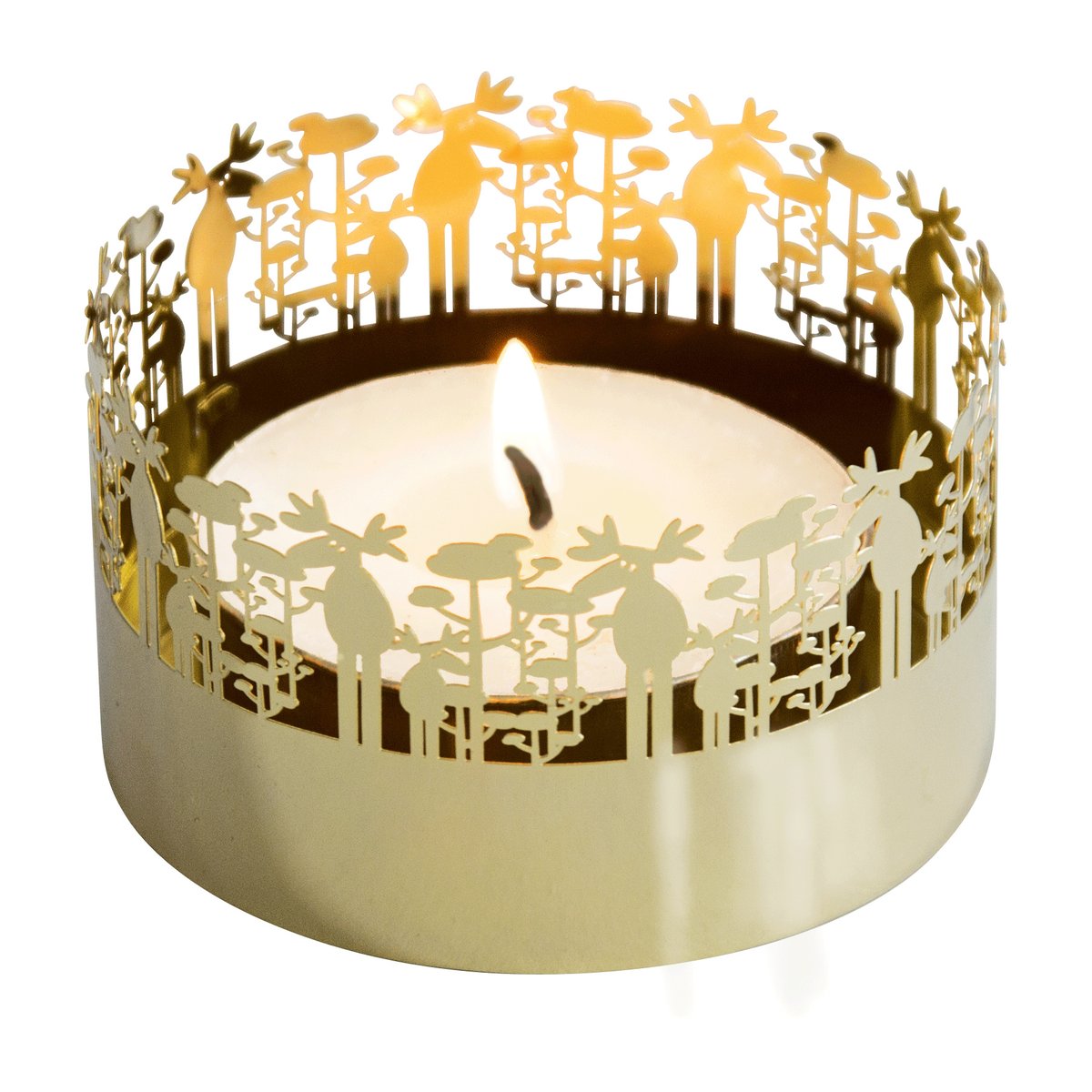Pluto Design Etsad ljushållare guld Älg | Skandinavisk Design | Juldekorationer & Julpynt | Guldfärgad