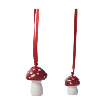 Flugsvamp julgranshänge 2 st - Vit-röd - Pluto Design