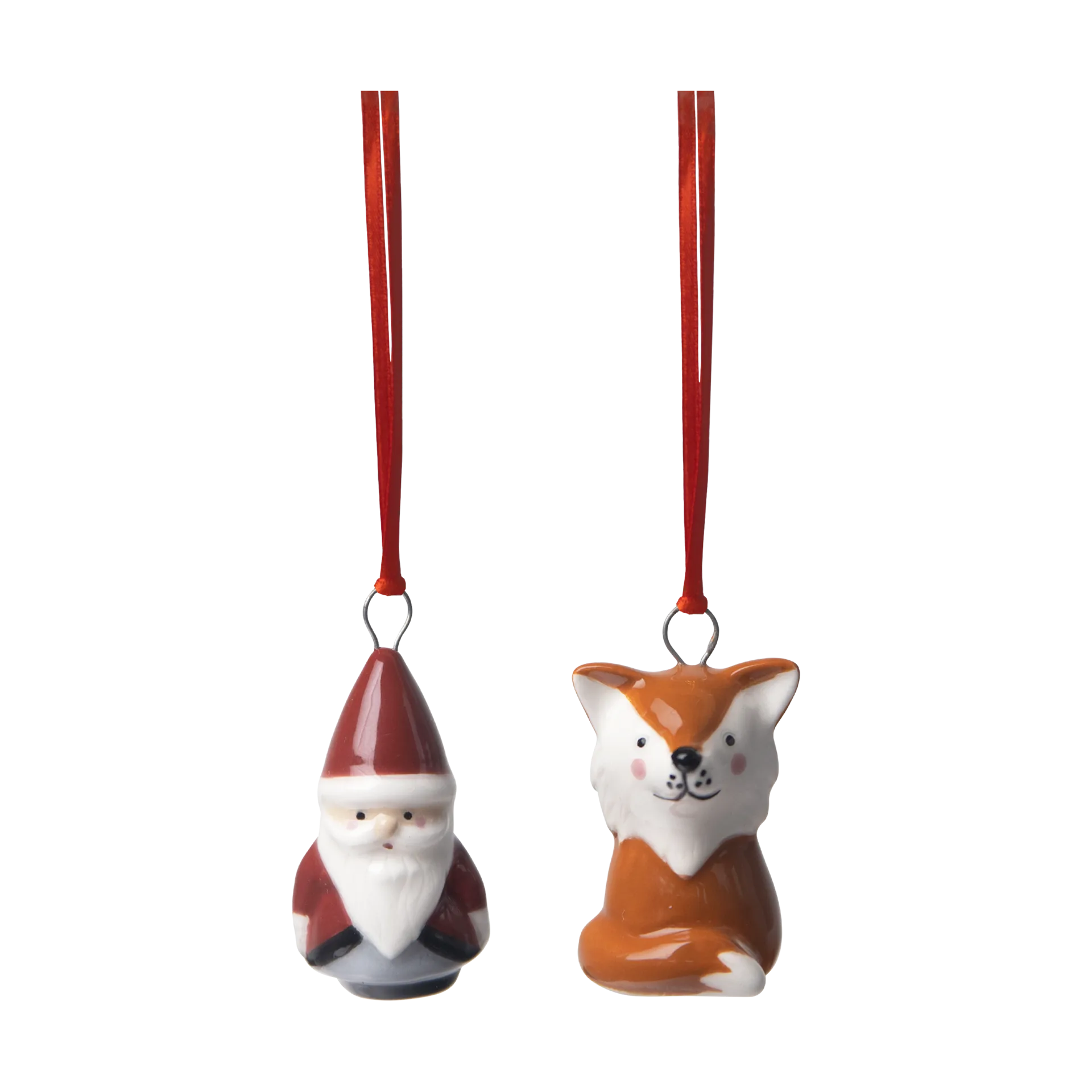 Fox & Santa dekorationshänge 2 delar, Röd-vit-brun Pluto Design