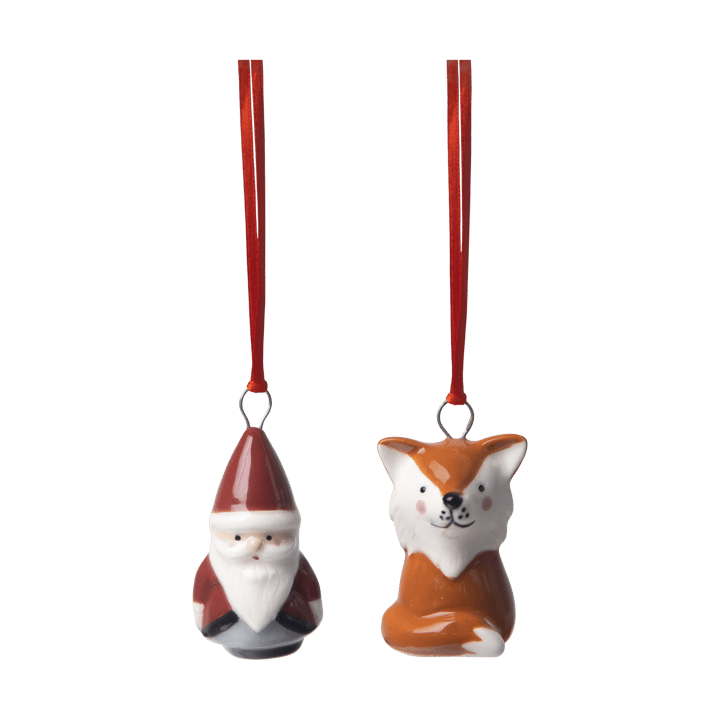 Fox & Santa dekorationshänge 2 delar - Röd-vit-brun - Pluto Design