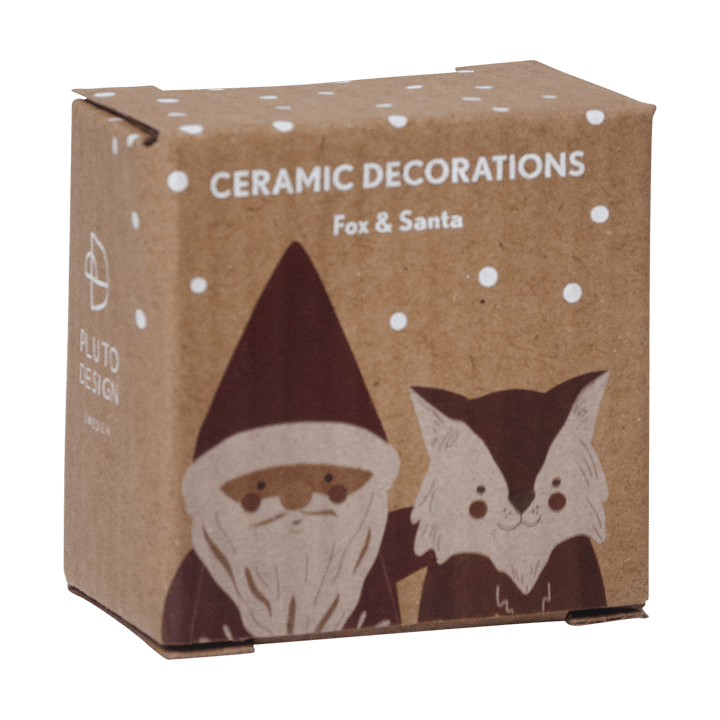 Fox & Santa dekorationshänge 2 delar, Röd-vit-brun Pluto Design