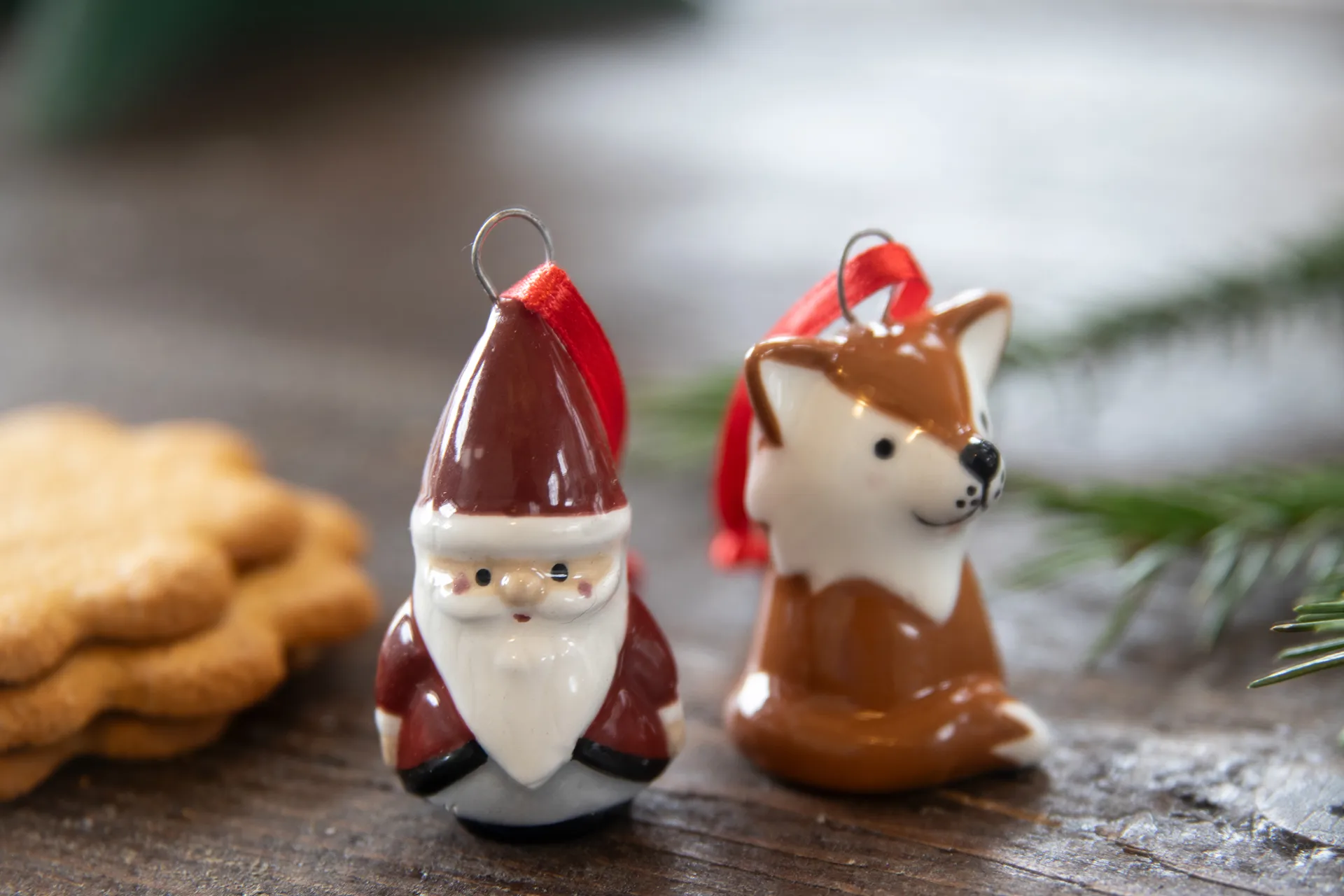 Fox & Santa dekorationshänge 2 delar, Röd-vit-brun Pluto Design