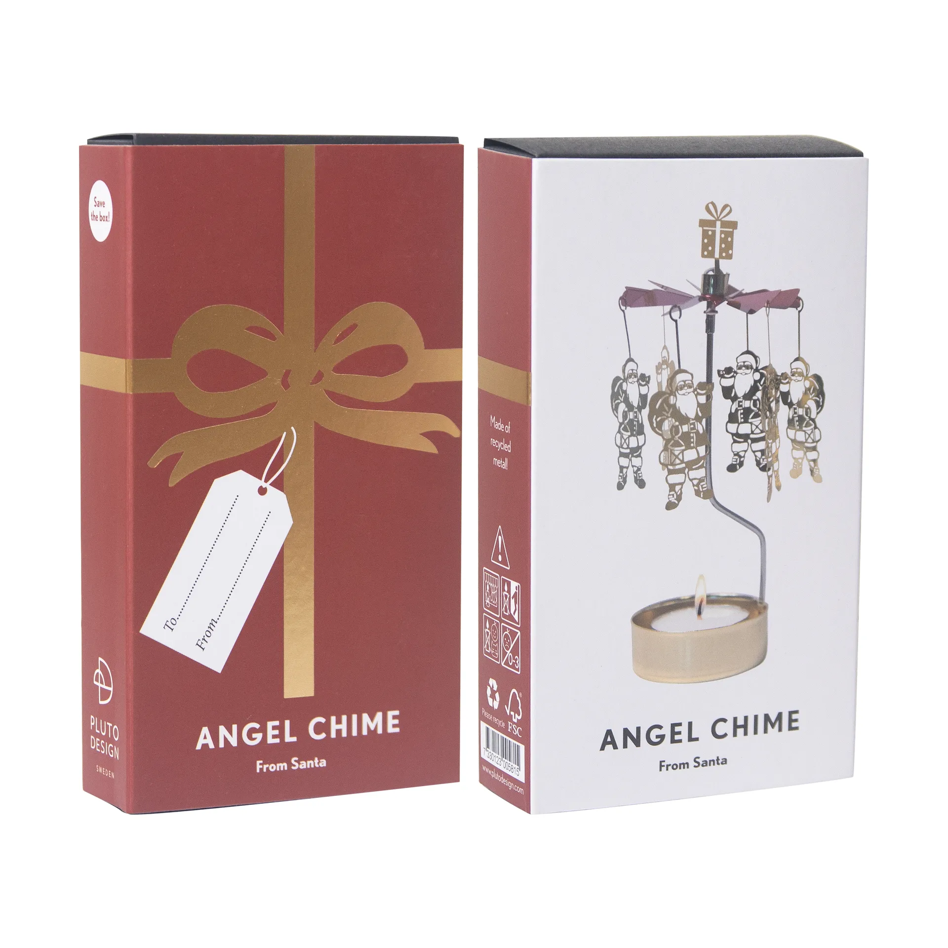 From Santa änglaspel, Guld-röd snurra Pluto Design