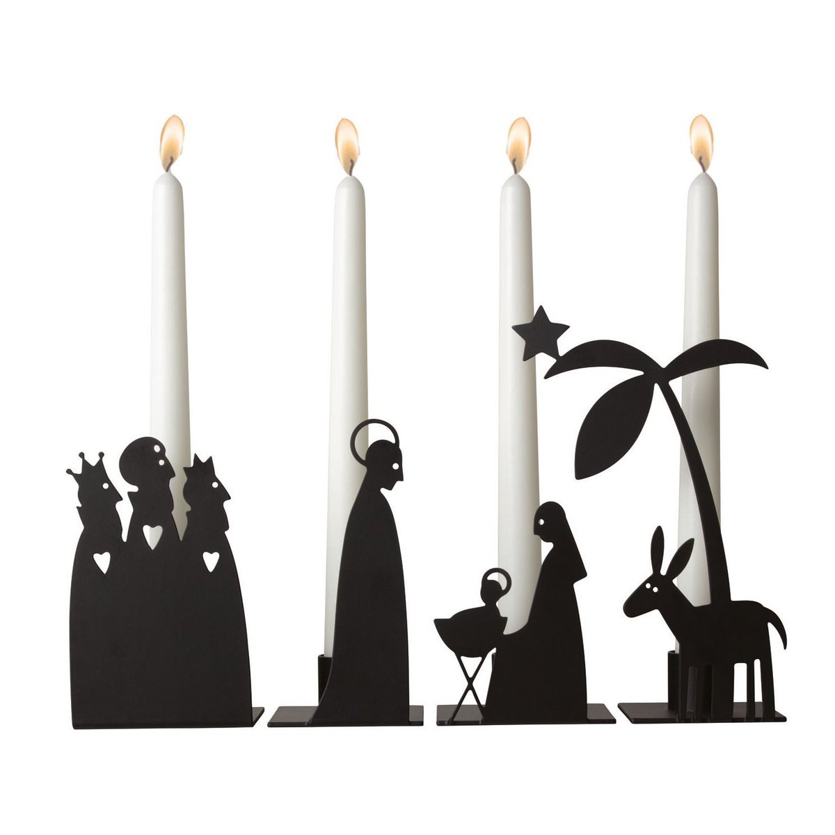 Pluto Design Krubba adventsljusstake metall Stor | Skandinavisk Design | Adventsljusstakar för levande ljus | Svart