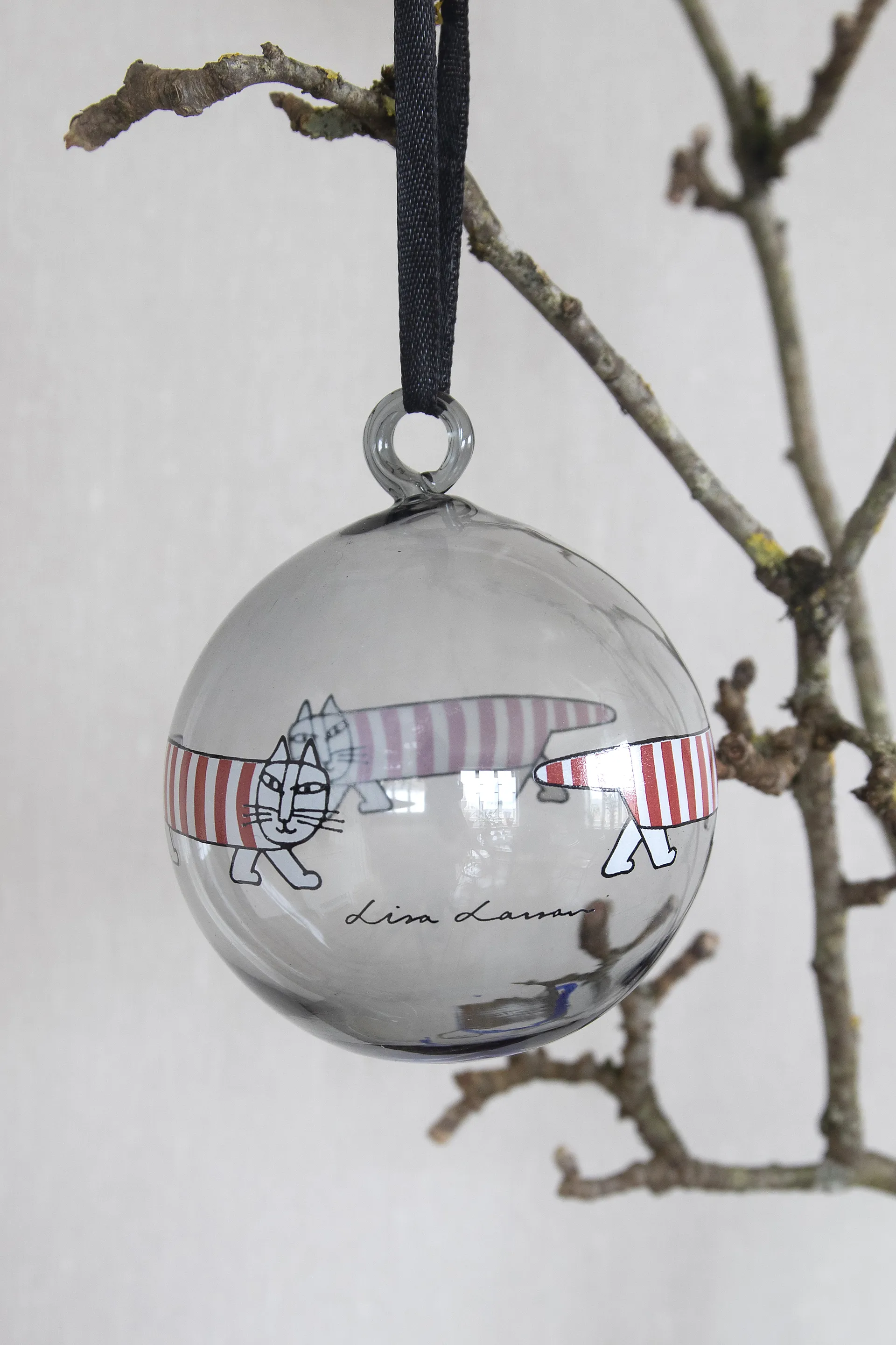 Lisa Larson Mikey julgranskula, Silver-red-white Pluto Design