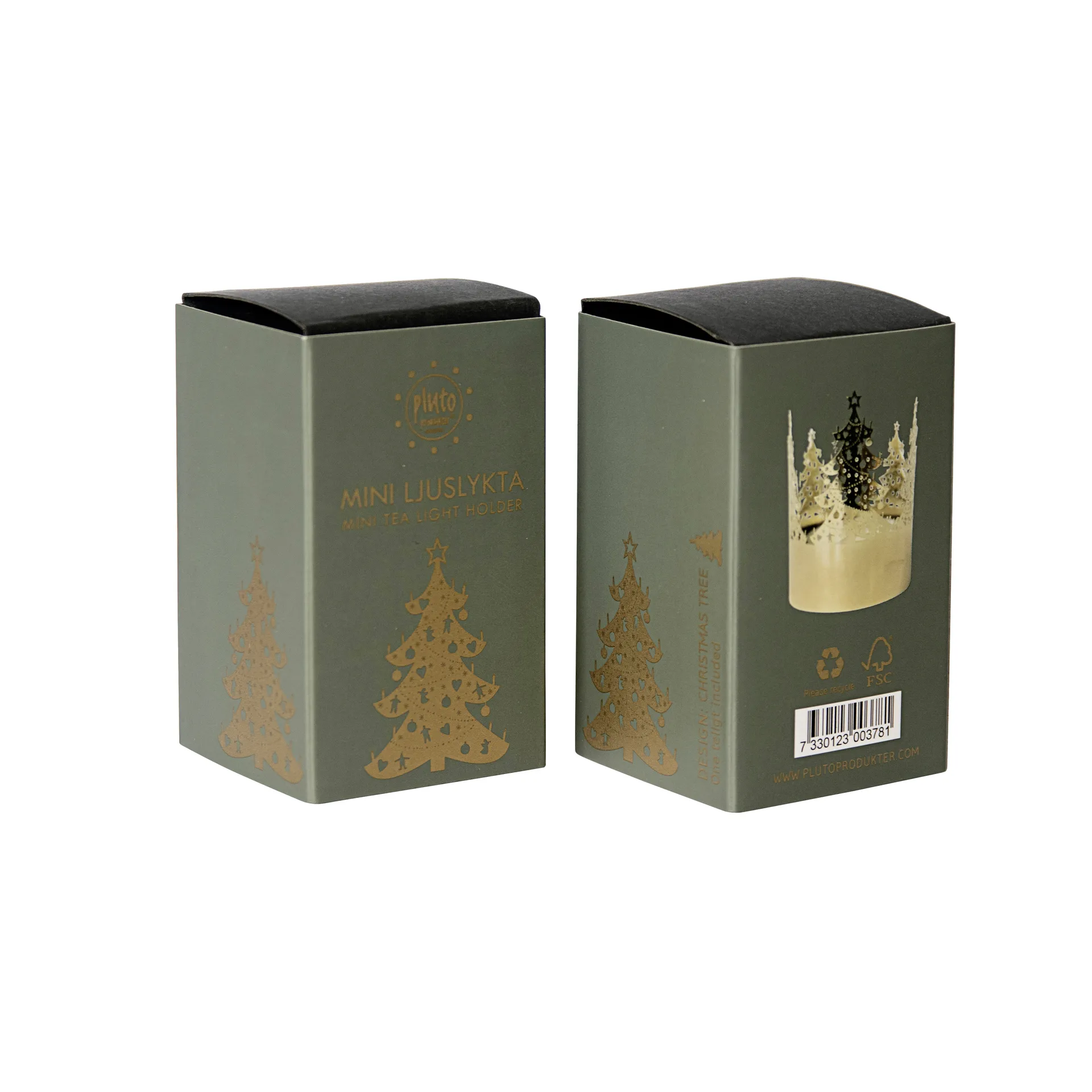 Mini ljuslykta Ø4.5 cm, Julgran Pluto Design