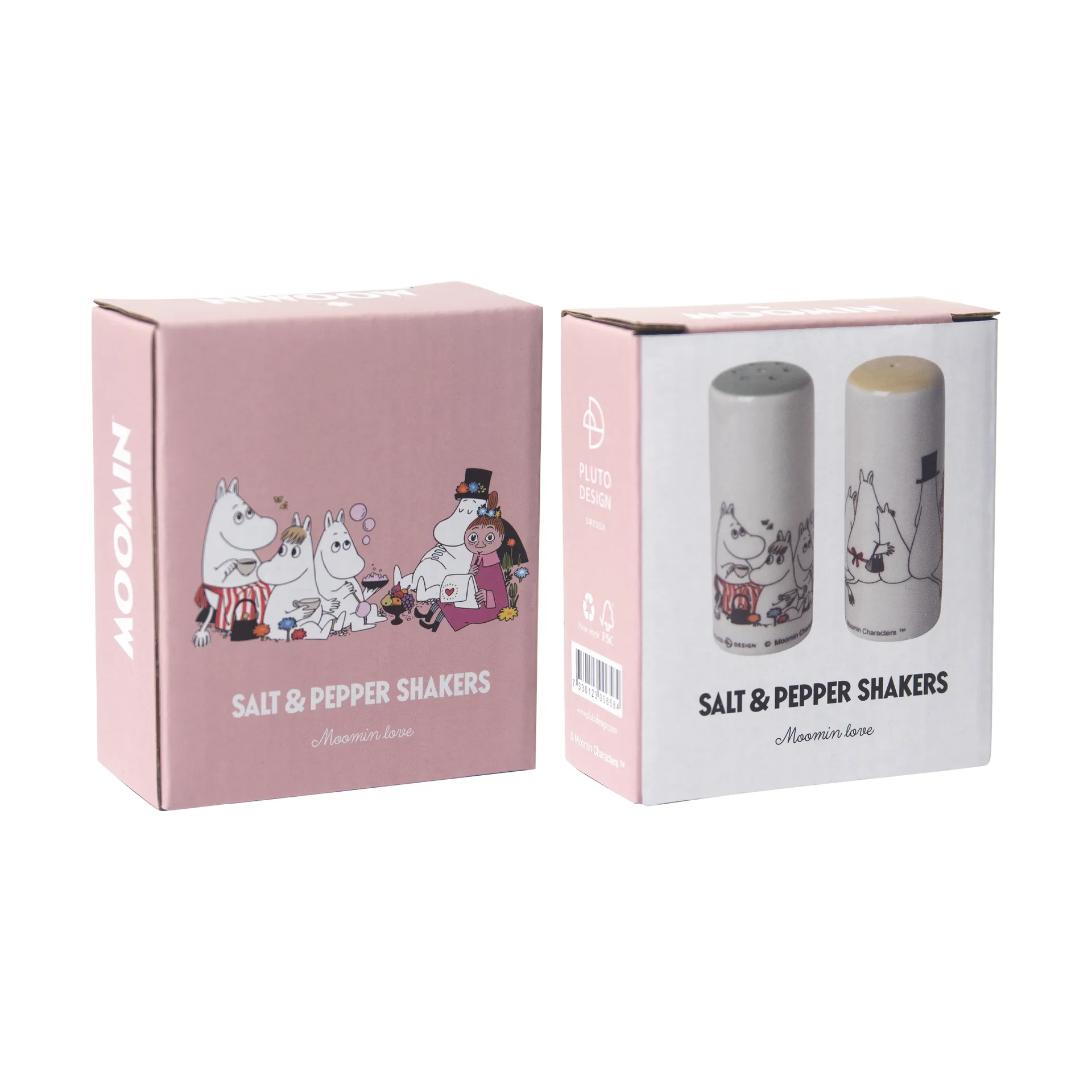 Moomin love salt & pepparkar, Vit-multi Pluto Design