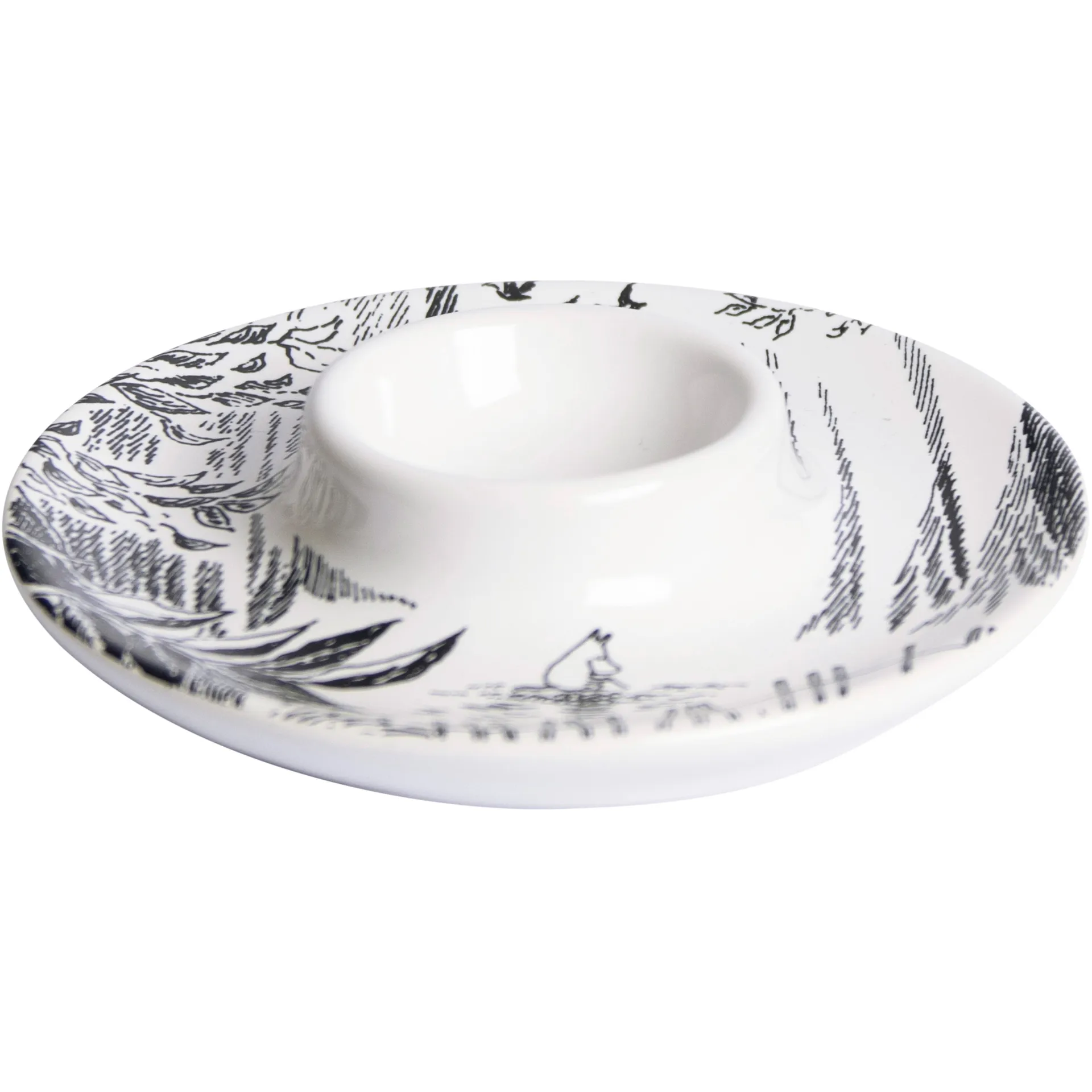 Mumin äggkopp med fat, Svart-vit Pluto Design