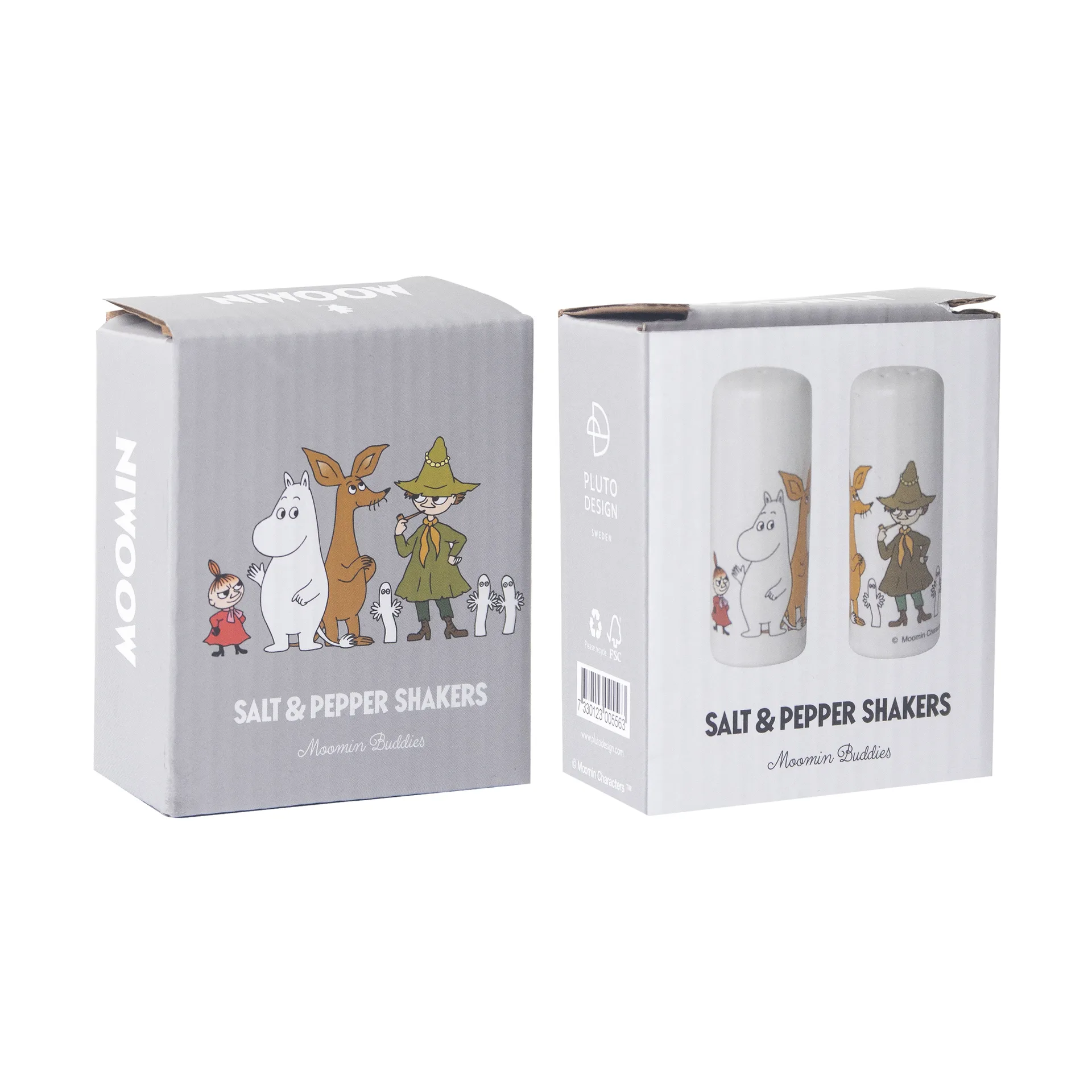 Mumin friends salt & pepparkar, Vit-multi Pluto Design