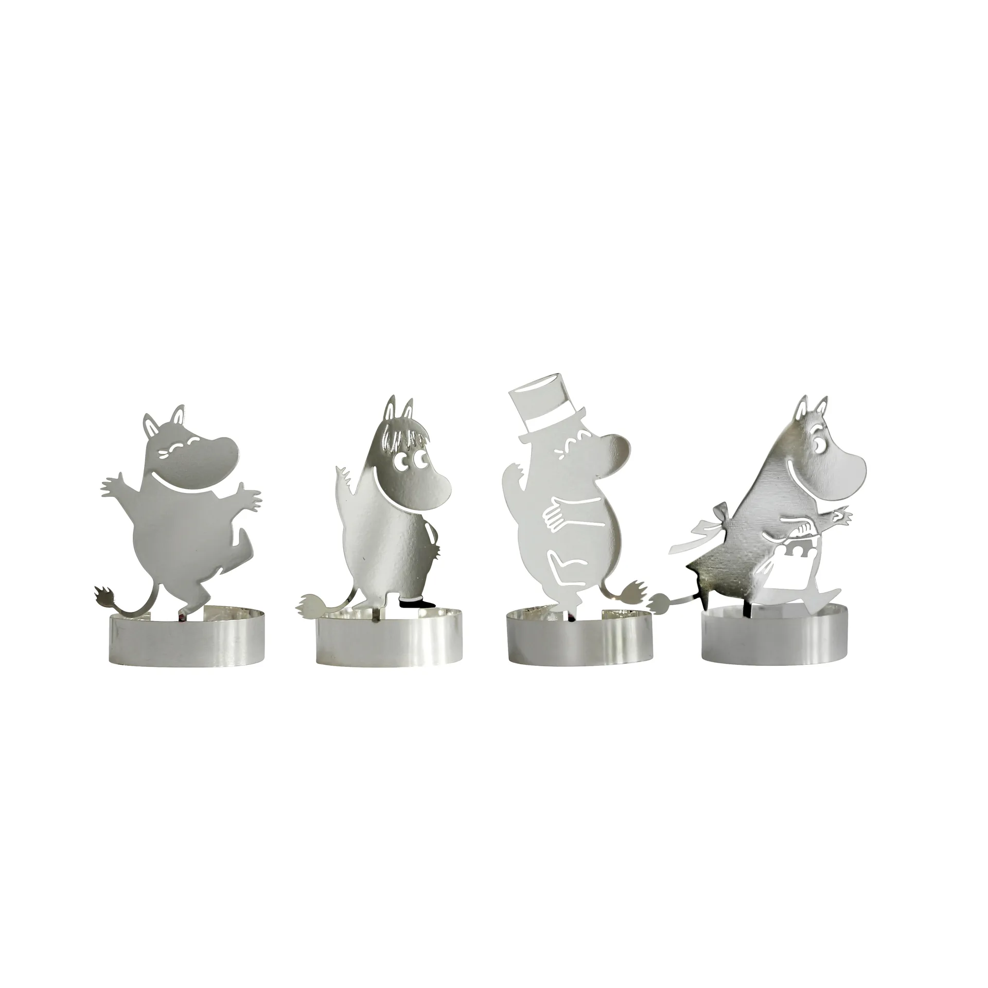 Mumin ljusdekoration 4-pack, silver Pluto Design