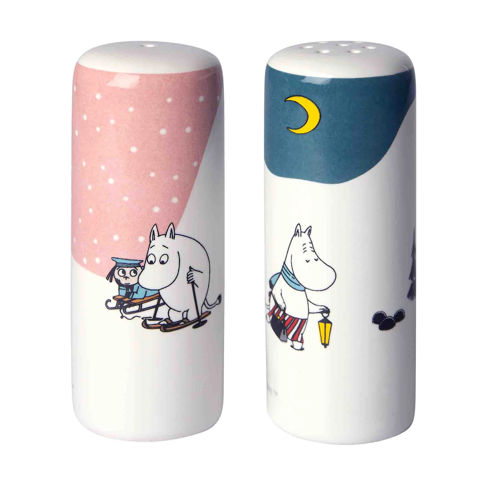 Mumin vinter salt & pepparkar, Rosa-blå-vit Pluto Design