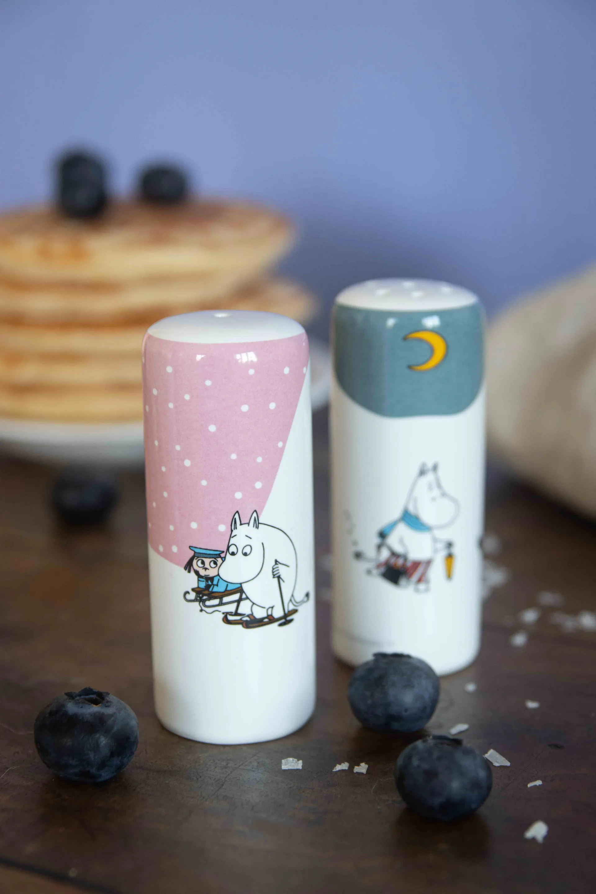 Mumin vinter salt & pepparkar, Rosa-blå-vit Pluto Design