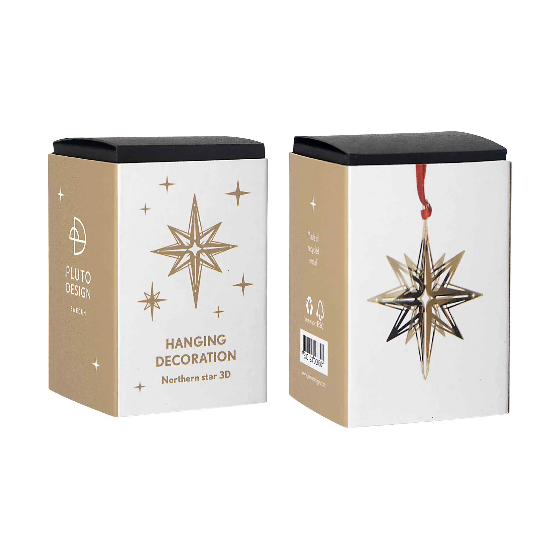 Northern star 3D julhänge, Guld Pluto Design