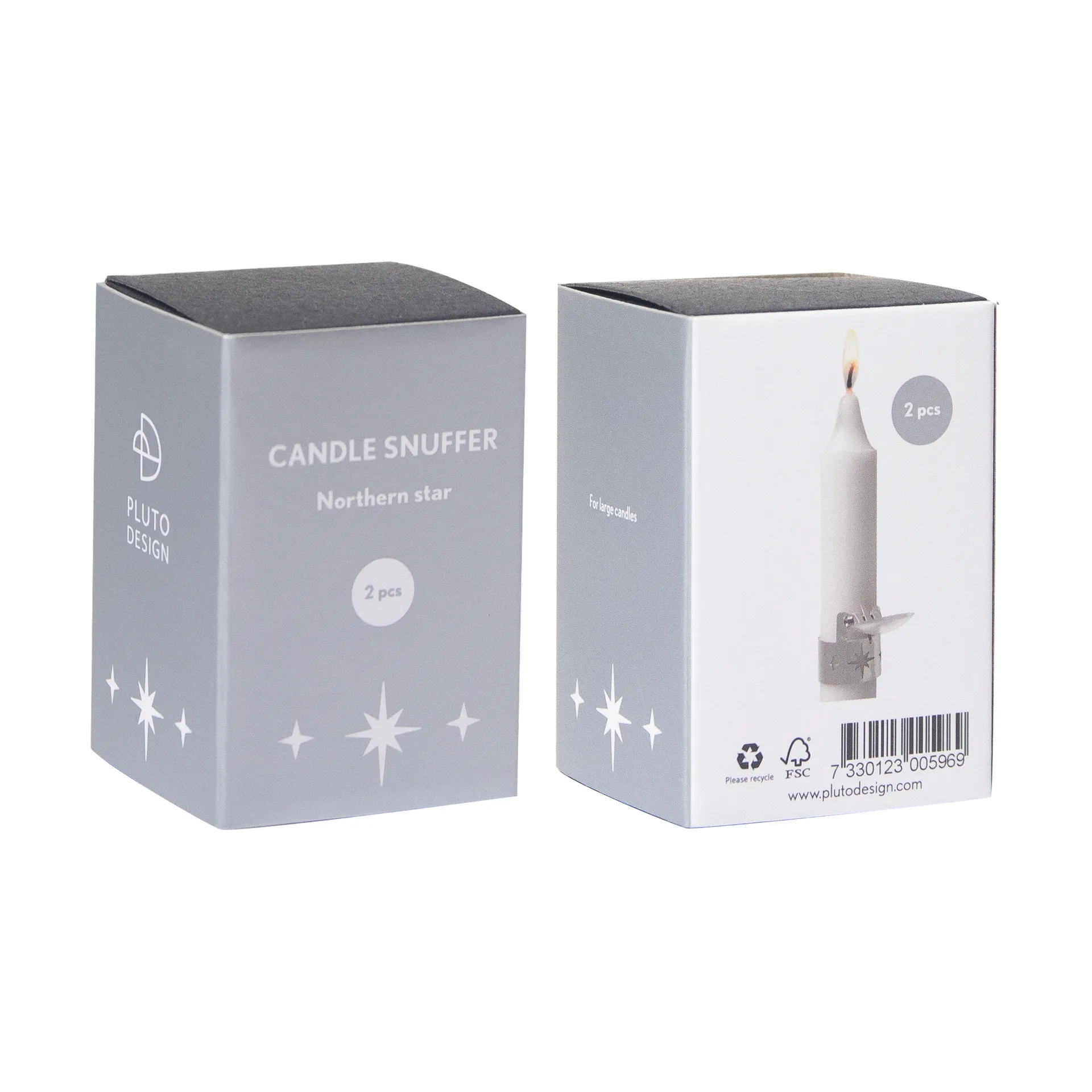 Northern star ljussläckare 2-pack, Silver Pluto Design