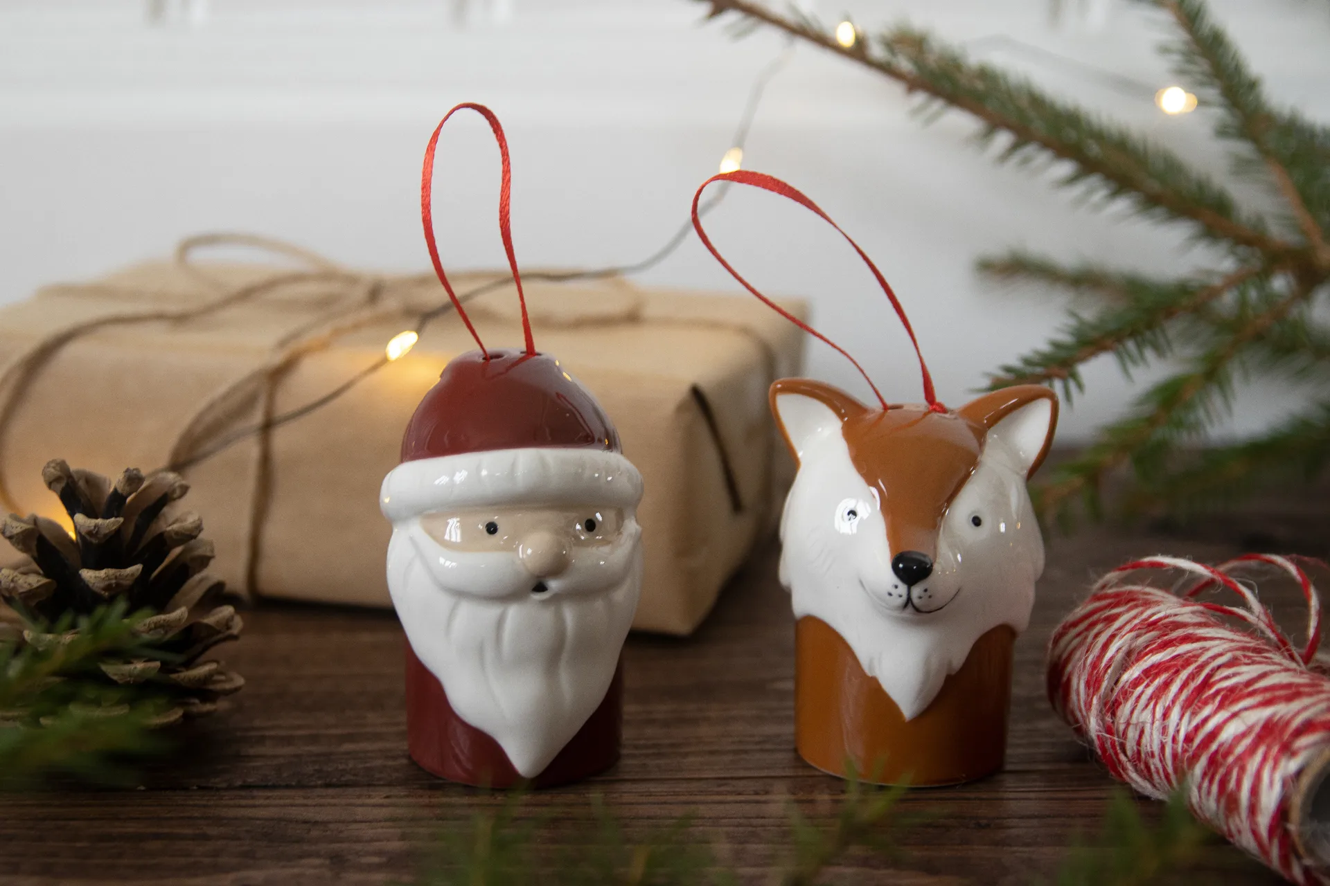 Räv julgranshänge, Vit-brun Pluto Design