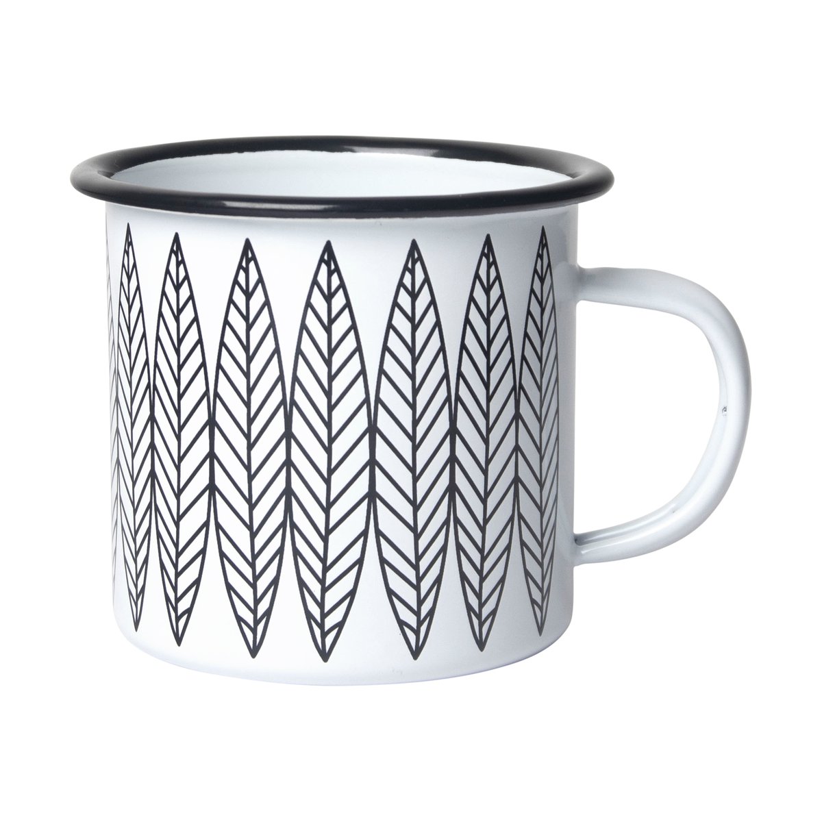 Pluto Design Salix emaljmugg Vit-svart | Skandinavisk Design | Kaffekoppar | Vit