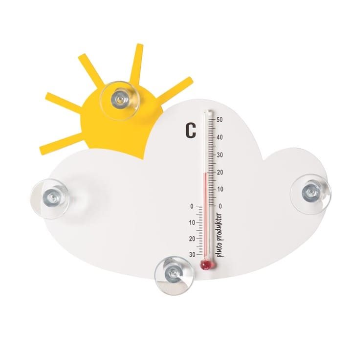 Sol och moln termometer, vit-gul Pluto Design
