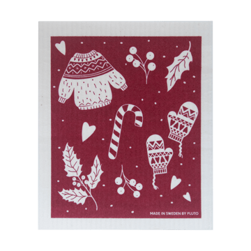 Winter disktrasa 17x20 cm - Röd-grå - Pluto Design