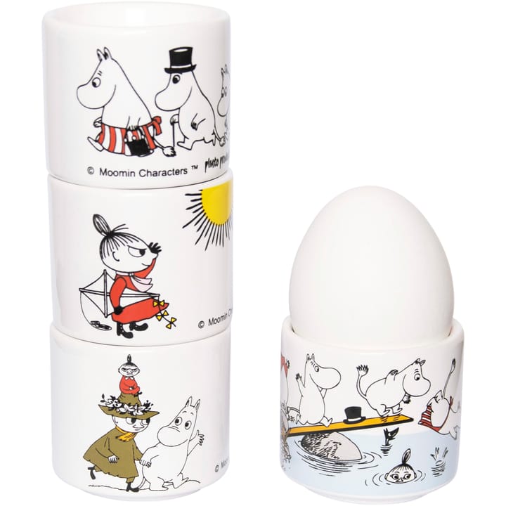 Mumin färg äggkopp 4 delar - Vit med motiv - Pluto Produkter